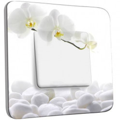 Interrupteur Décoré Simple Va et Vient - Orchidéés Blanches