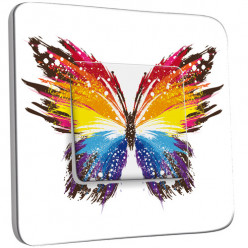 Interrupteur Décoré Simple Va et Vient - Papillon Multicoloré Design