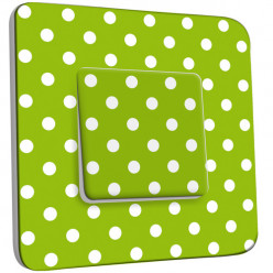 Interrupteur Décoré Simple Va et Vient - Petits Pois Blancs Fond Vert