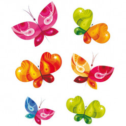 Kit 6 Stickers Papillon
