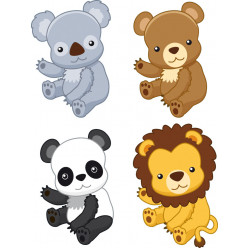 kit stickers 4 animaux