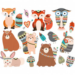 kit stickers animaux indiens