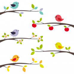 Kit stickers branches oiseaux