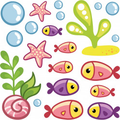 Kit Stickers poissons océan