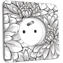 Prise décorée - Fleurs design Black&White 2