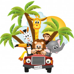 Stickers animaux de la jungle en voiture