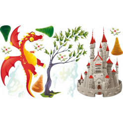 Stickers dragon et chateau