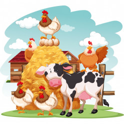 Stickers ferme vache et poules