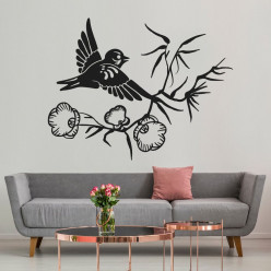 Stickers fleur oiseau asie