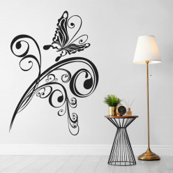 Stickers fleur papillon