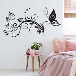 Stickers fleur papillon