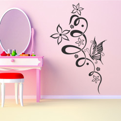 Stickers fleur papillon