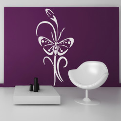 Stickers fleur papillon