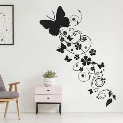 Stickers fleur papillons