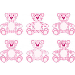 Stickers kit 6 oursons rose