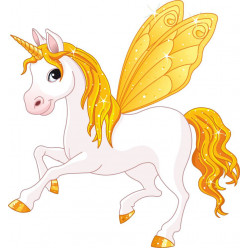 Stickers licorne ailes jaune