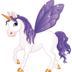 Stickers licorne ailes mauve