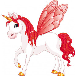 Stickers licorne ailes rouge