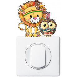 Stickers lion hibou pour prise et interrupteur