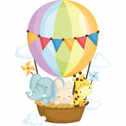 Stickers montgolfière animaux