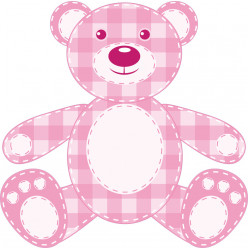 Stickers ourson carreau rose