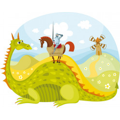 Stickers paysage chevalier et dragon