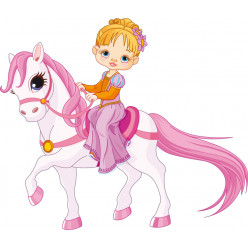 Stickers petite fille poney