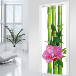 Stickers Porte - Bambous orchidée