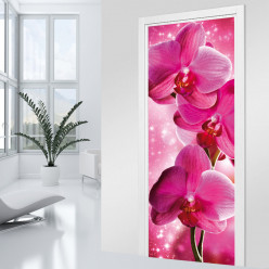 Stickers Porte - orchidée rose