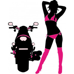 Stickers silhouette femme et moto