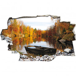 Stickers Trompe l'oeil 3D - Automne lac