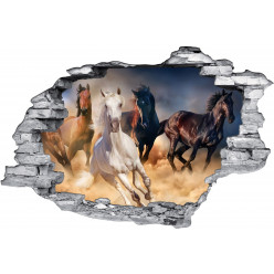 Stickers Trompe l'oeil 3D Chevaux 4