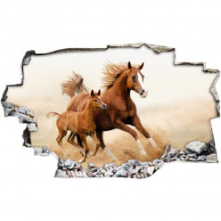 Stickers Trompe l'oeil 3D - Chevaux 4