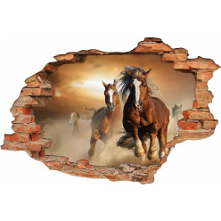 Stickers Trompe l'oeil 3D Chevaux 5