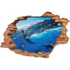 Stickers Trompe l'oeil 3D Dauphins