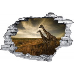 Stickers Trompe l'oeil 3D Girafes
