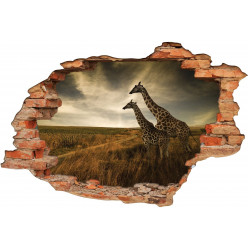 Stickers Trompe l'oeil 3D Girafes