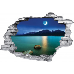 Stickers Trompe l'oeil 3D Lac et Montagnes