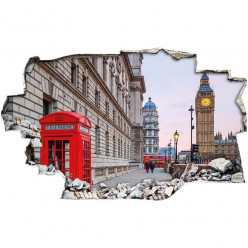 Stickers Trompe l'oeil 3D - Londres cabine 2