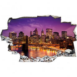 Stickers Trompe l'oeil 3D - New york nuit 3