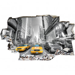 Stickers Trompe l'oeil 3D - New york taxi