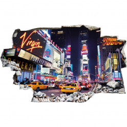 Stickers Trompe l'oeil 3D - New york taxi nuit