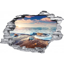 Stickers Trompe l'oeil 3D Plage et Galets