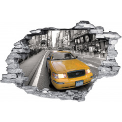 Stickers Trompe l'oeil 3D Taxi 
