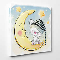 Tableau toile - Chaton Lune