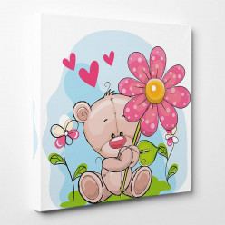 Tableau toile - Ourson Fleur 7