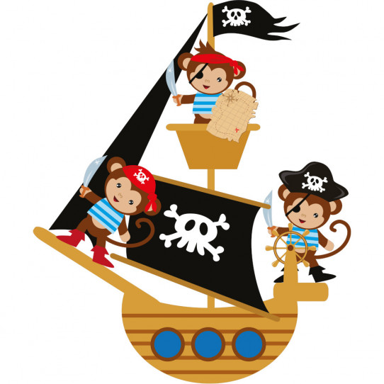 Stickers bateau pirate singes