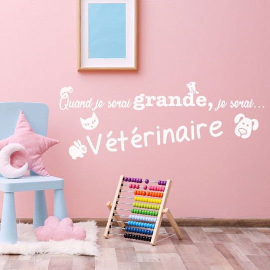 Stickers citation quand je serai grande, je serai vétérinaire