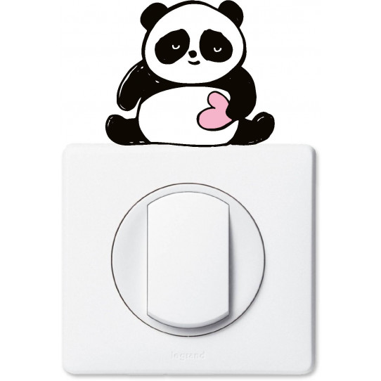 Stickers panda coeur pour prise et interrupteur