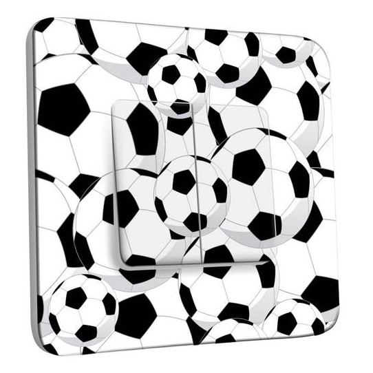 Interrupteur Décoré Double Va et Vient -  Foot Black&White Design 